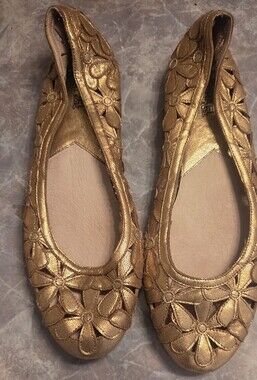Michael Kors Gold Floral Cutout Ballet Flats